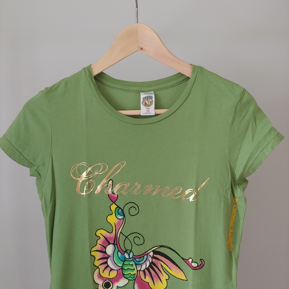 Ed Hardy Designs Short Sleeve T-Shirt Green Vintage Butterfly Size Medium - Picture 3 of 12